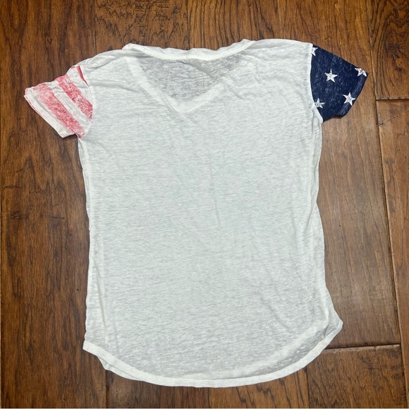 Patriotic Maurices sheer burnout thin vneck tee - Picture 2 of 5